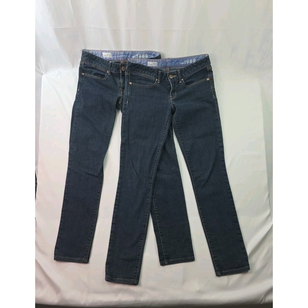 2 Pairs- Gap 1969 Jeans Womens 26/2L Dark Wash Always Skinny Always Dark Stretch